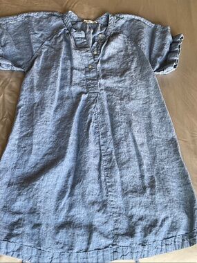 Everlane Light Blue Linen-Blend Casual Tunic Dress